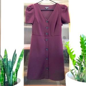 Express - Button Front Dress in Burgundy